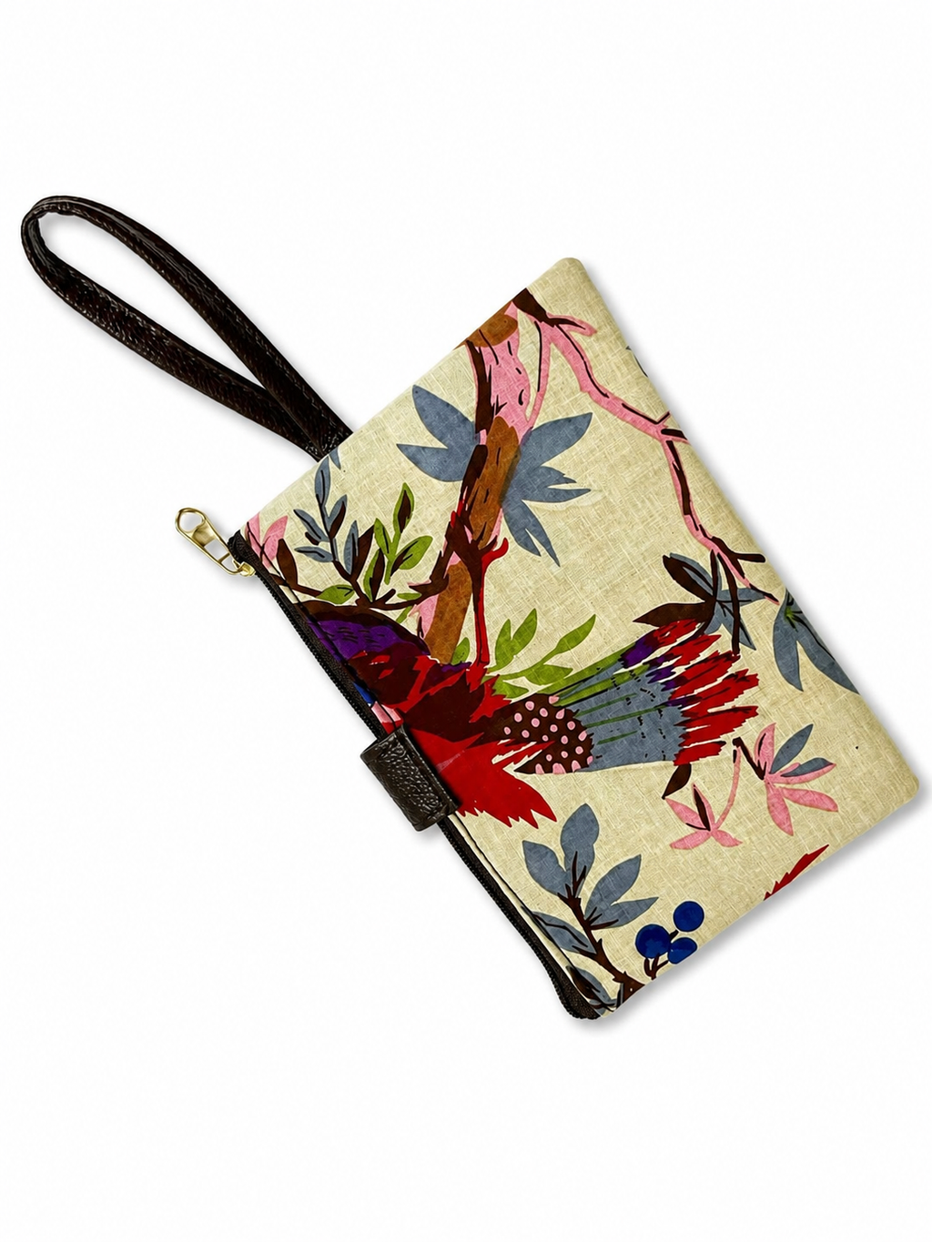 Premium Handmade Jaipuri Printed Cotton Pouch for Women and Girls- Beige Color