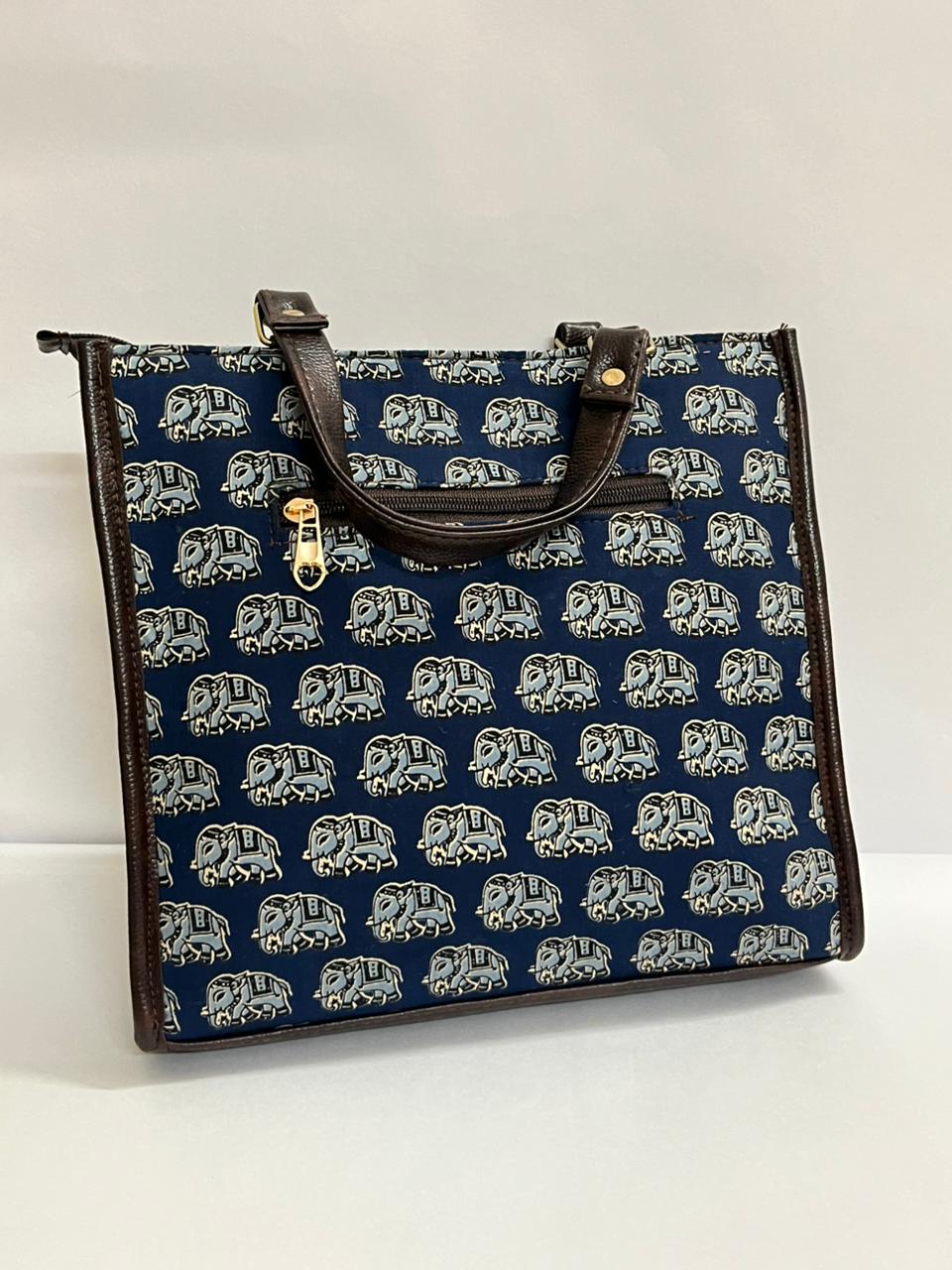 Jaipuri Handcrafted Printed Handbag for Women & Girls - Elephant Print