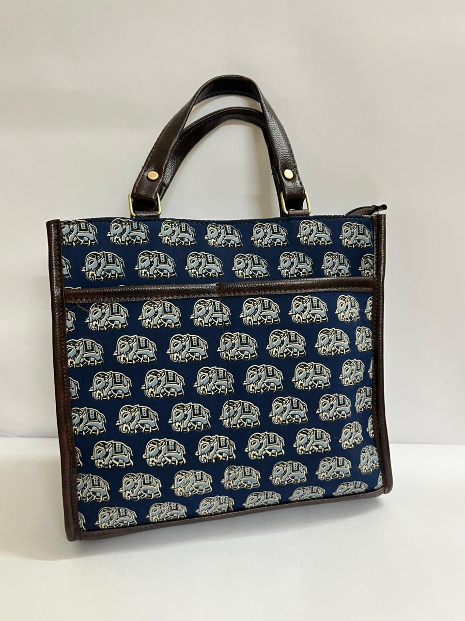 Jaipuri Handcrafted Printed Handbag for Women & Girls - Elephant Print