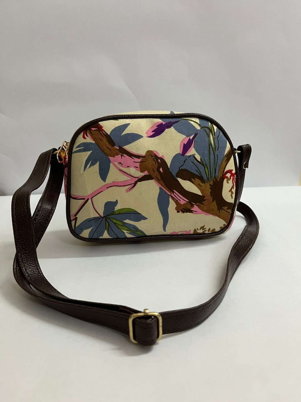 Jaipuri Handcrafted Printed Cotton Sling Bag for Girls and Women - Beige Printed