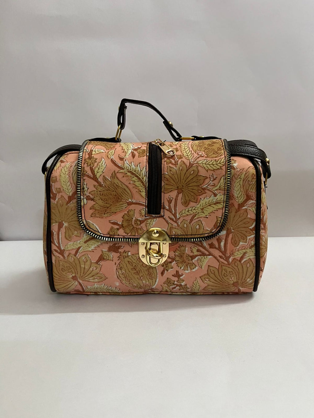 Handcrafted Jaipuri Printed Cotton Regular Size Sling Hand Bag for Women and Girls