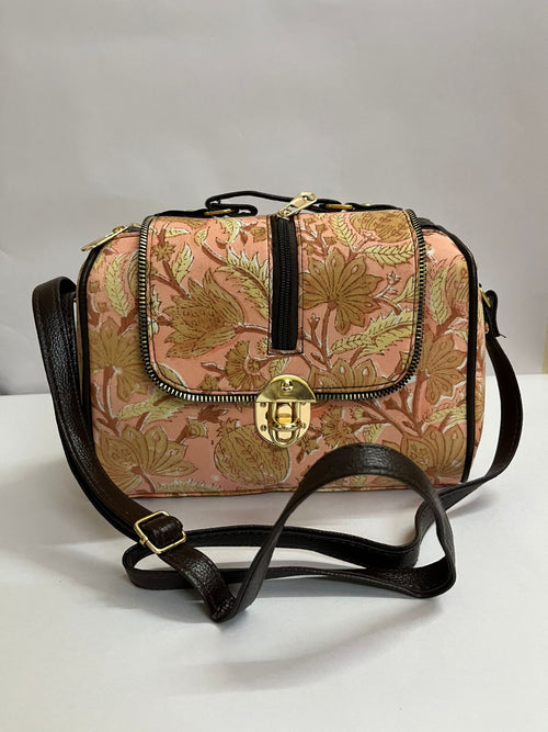 Handcrafted Jaipuri Printed Cotton Regular Size Sling Hand Bag for Women and Girls