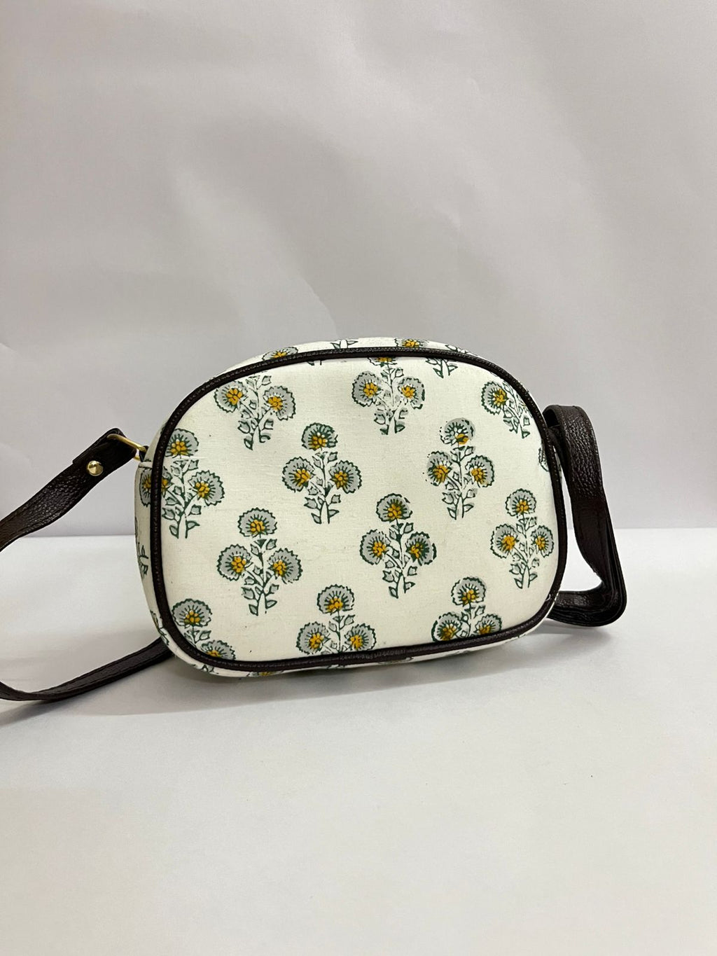 Jaipuri Handcrafted Printed Cotton Sling Bag for Girls and Women - White Printed