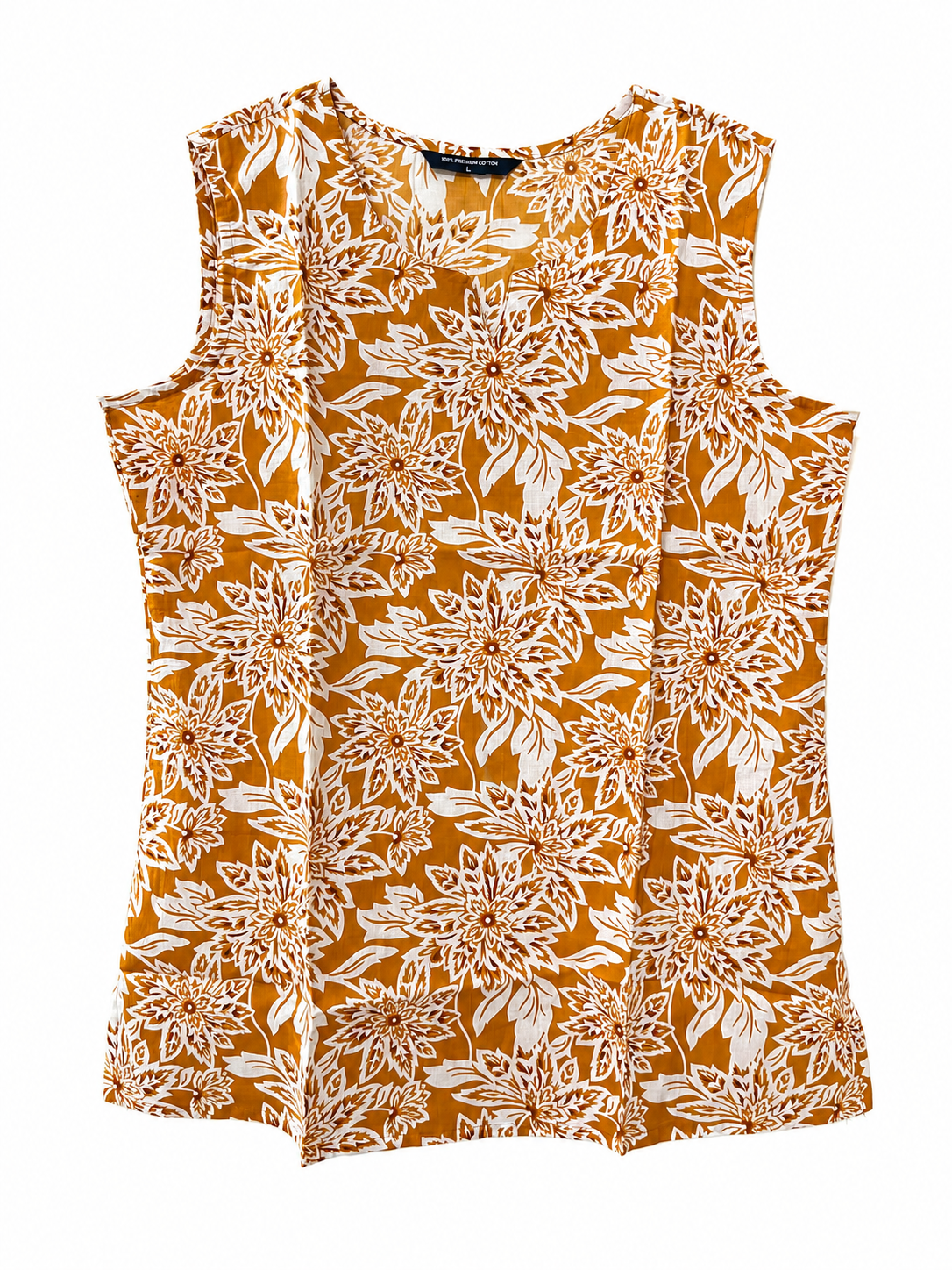Jaipuri Printed Cotton Sleeveless Short Kurti