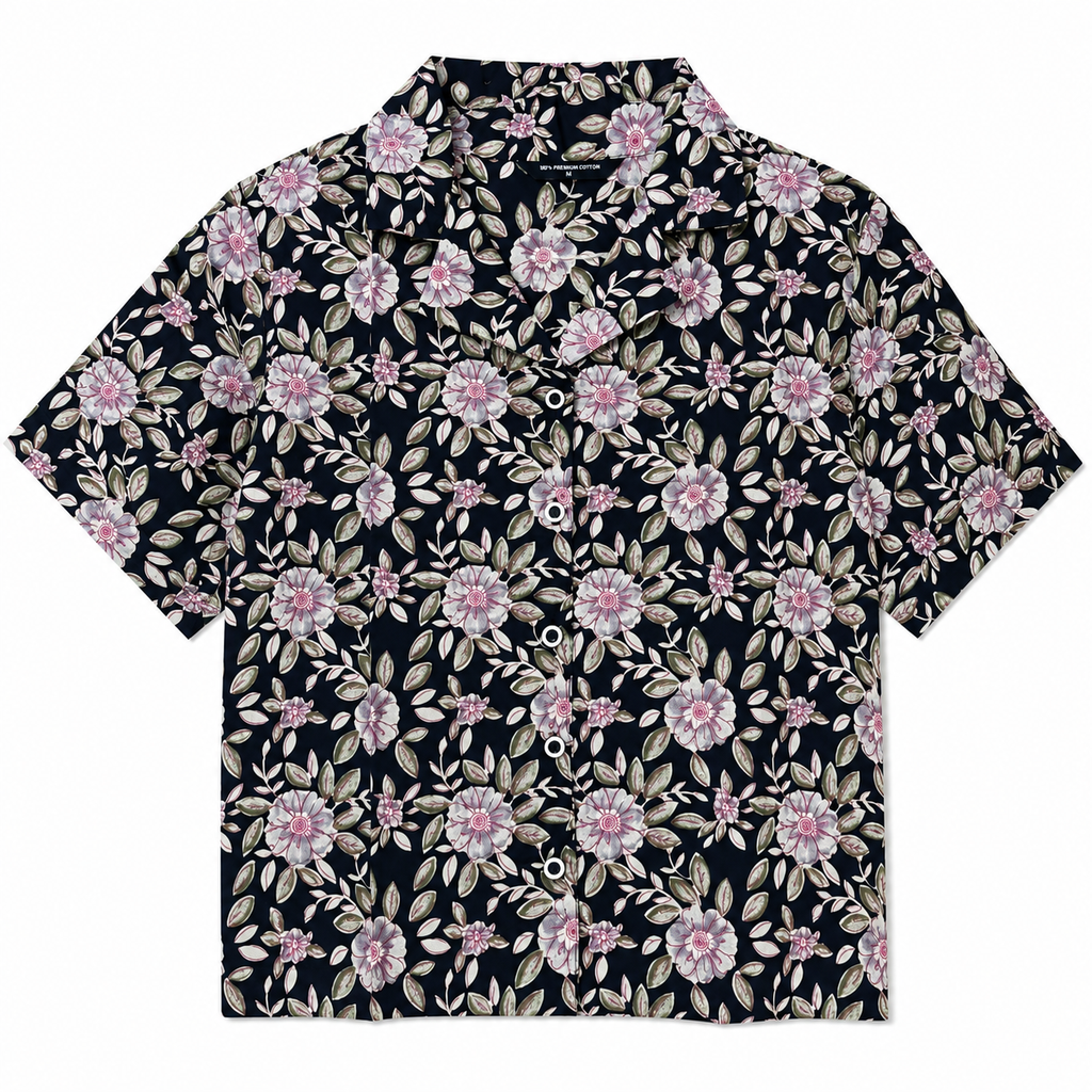 Jaipuri Printed Cotton Crop top or Girls and Women - Black Floral Printed