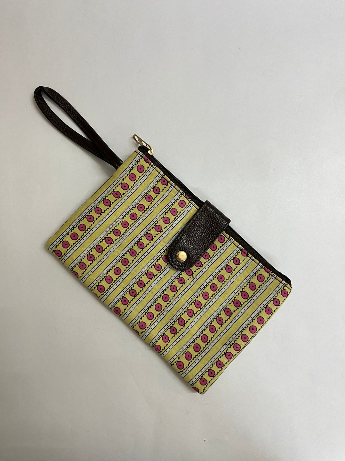 Premaium Handmade Jaipuri Printed Cotton Pouch for Women and Girls- Printed Yellow pattern