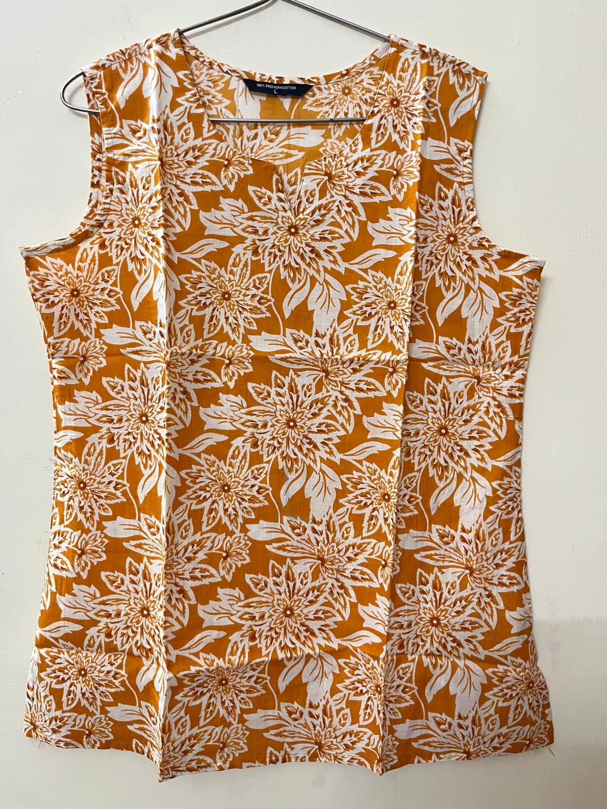Jaipuri Printed Cotton Sleeveless Short Kurti