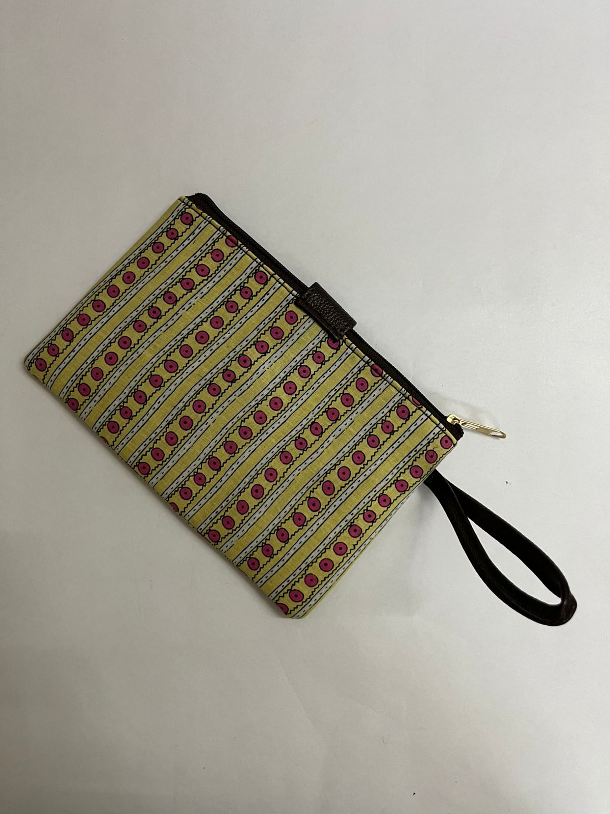 Premaium Handmade Jaipuri Printed Cotton Pouch for Women and Girls- Printed Yellow pattern