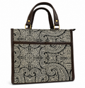 Jaipuri Handcrafted Printed Handbag for Women & Girls - Beige Black Printed