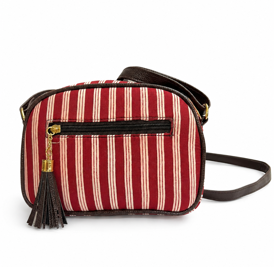 Jaipuri Handcrafted Printed Cotton Sling Bag for Girls and Women - Red Printed